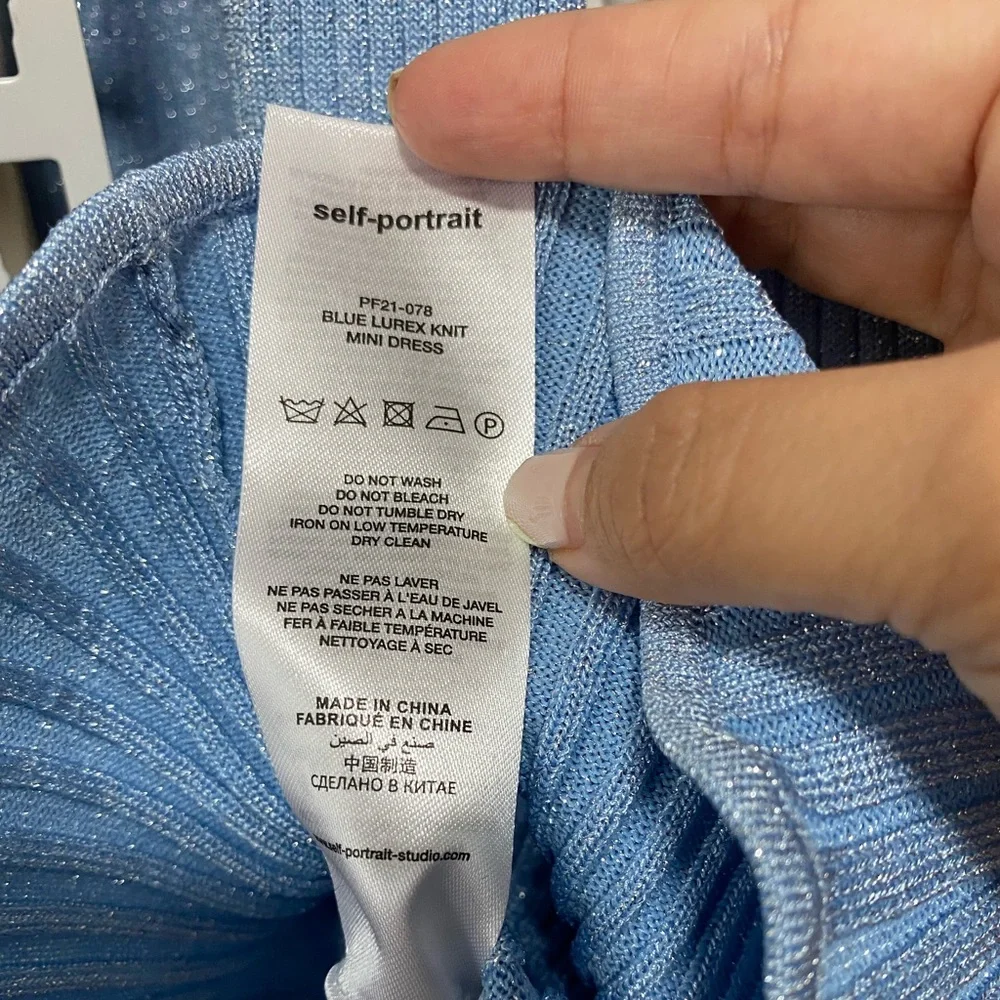 NWT Self-Portrait Bow Detail Lurex Knit Mini Dress L - Picture 6 of 6